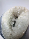 Blue Agate and Quartz Geode Skull [1K73]