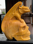 Yellow Jasper Skull and Dragon Sculpture [1k947]