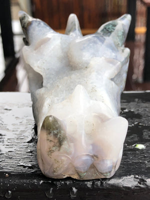 Moss Agate Dragon Skull [1k1006]