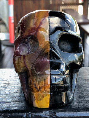 Mookaite and Black Obsidian 'Two Face' Skull [1k1040]