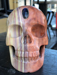 Australian Print Stone Skull with Labradorite Third Eye Feature [1k1062]