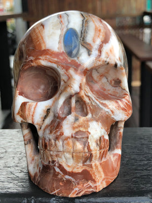 Eastern Jasper Skull with Labradorite Third Eye Feature [1k1075]