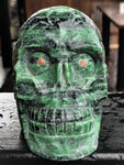 Ruby Zoisite Terminator Skull with Goldstone Eyes [1k1118]