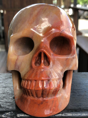 Orange Red and Yellow Brown Agate Skull [1K1182]