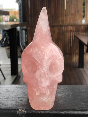 Rose Quartz Mohawk Skull [1k1318]