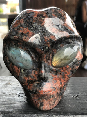 UK Orange Granite Alien with Labradorite Eyes [1k1391]