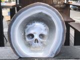 Blue Agate and Quartz Skull Sculpture [1k1385]