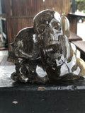 Smoky Elestial Quartz with Copper Rutile Skull Sculpture [1k1498]