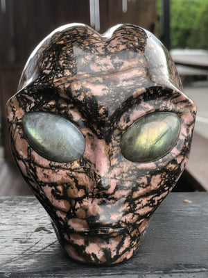 Rhodonite Alien with Labradorite Eyes [1k1439]