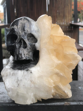 Rock Quartz on Matrix Skull Sculpture [1k1535]